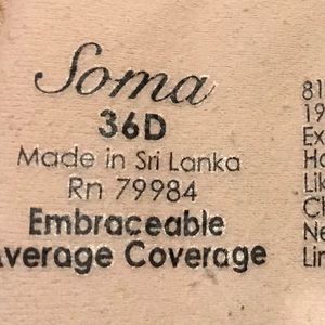 Soma Intimates & Sleepwear - Soma EmbraceableCoverage nude bra 36D. Soma Intimates & Sleepwear - Soma EmbraceableCoverage nude bra 36D.